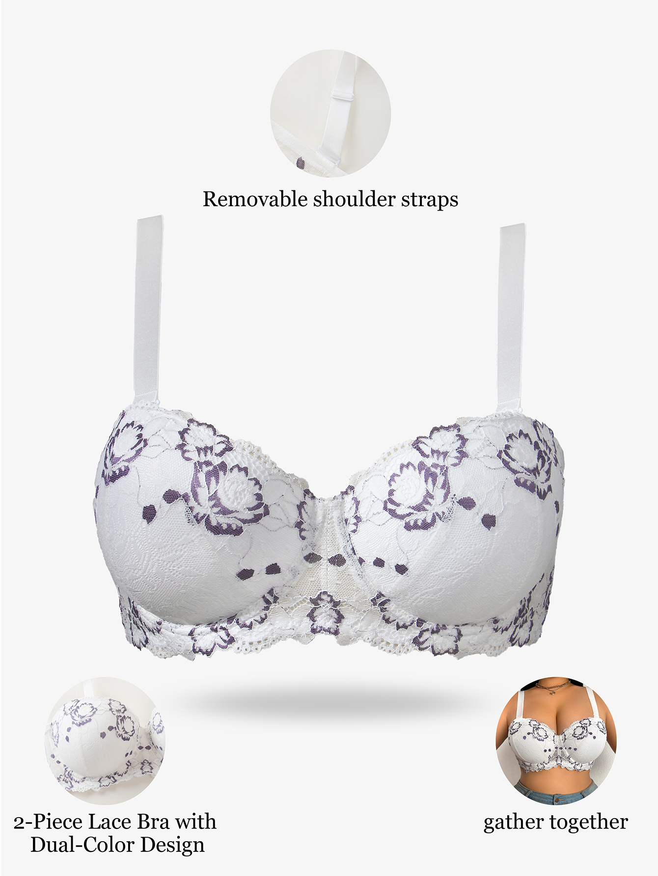 Plus Size Lace & Embroidery Wo – обзор и цена Minimizer Bra Women