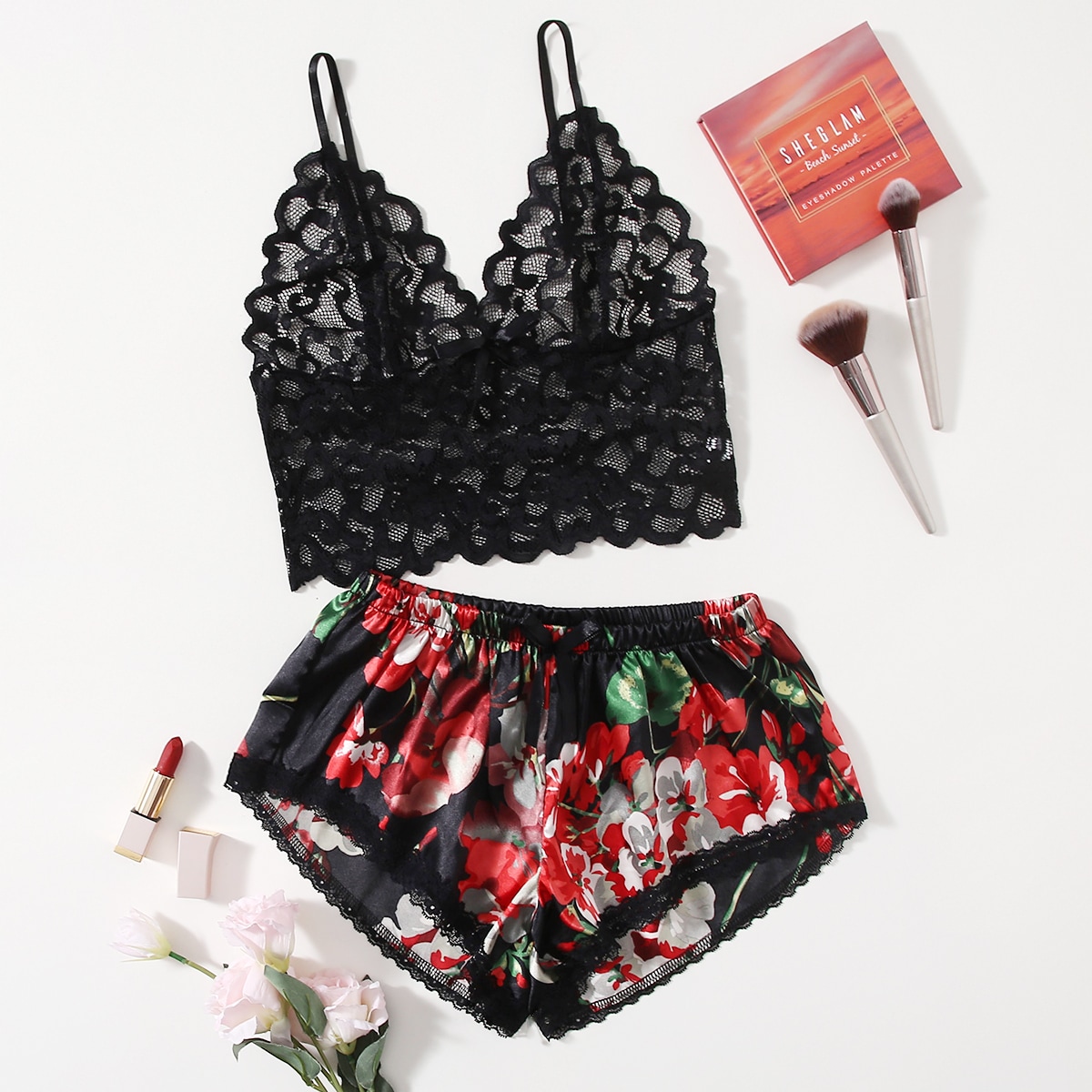 Floral Lace Pajama Set for Wom – обзор и цена Lace Bralette Set