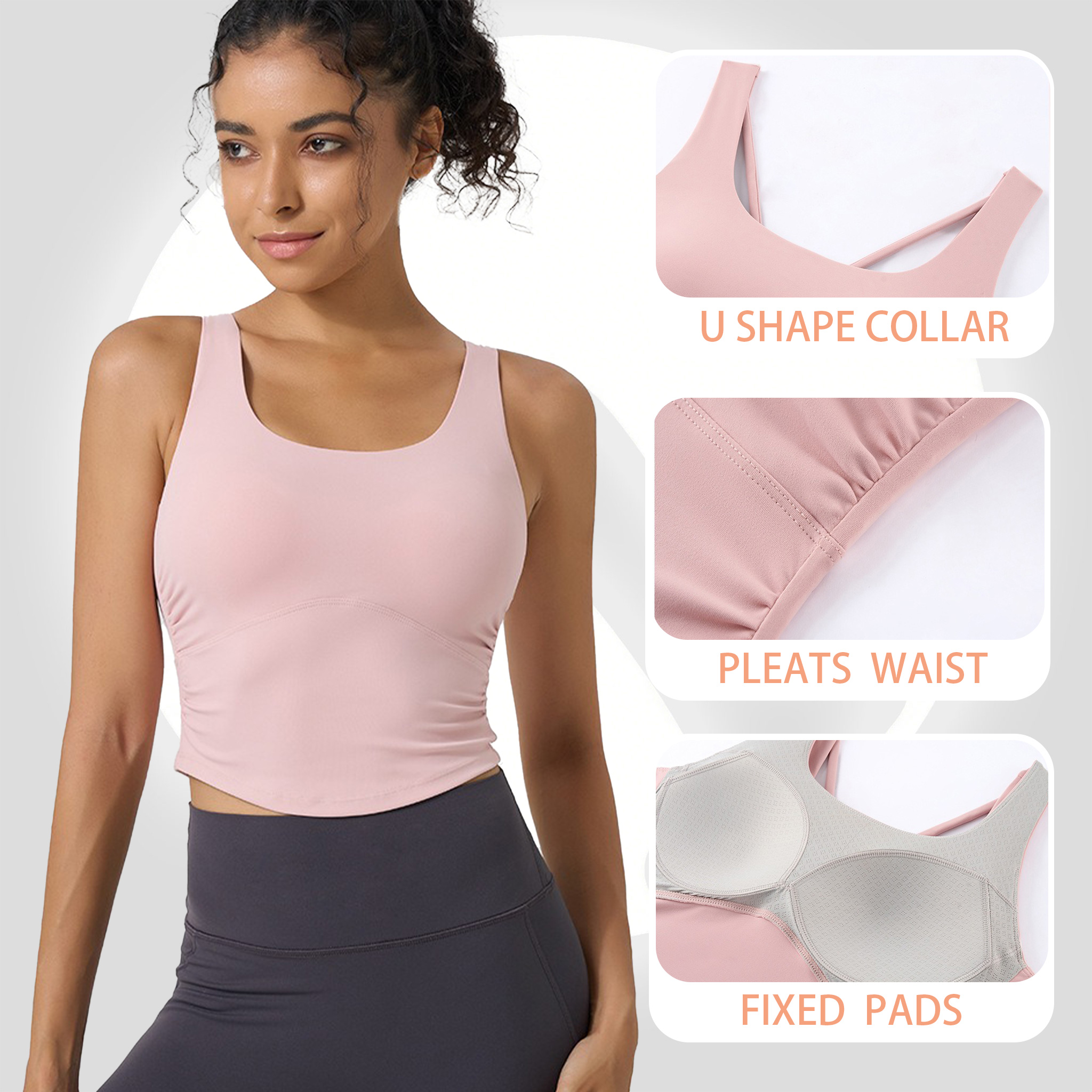 Women's Fixed Cup Yoga Sports  – обзор и цена Sports Bra Racerback