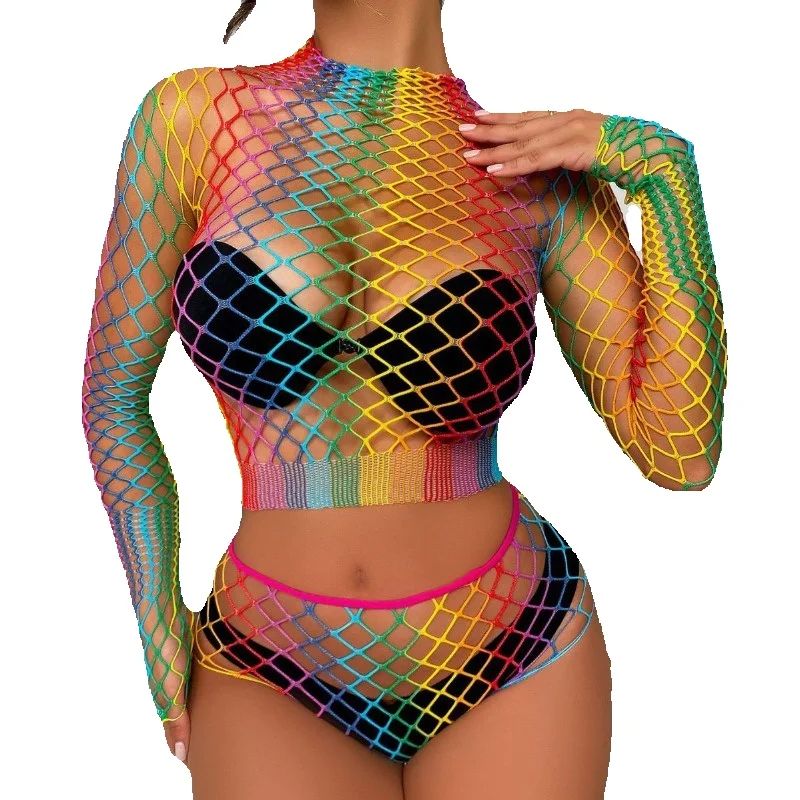 Sexy Rainbow Mesh Lingerie Set – обзор и цена Sheer Bra Lace