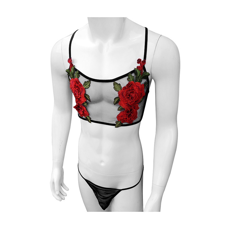 Sexy Embroidery Mens See Throu – обзор и цена Sheer Mesh Bra