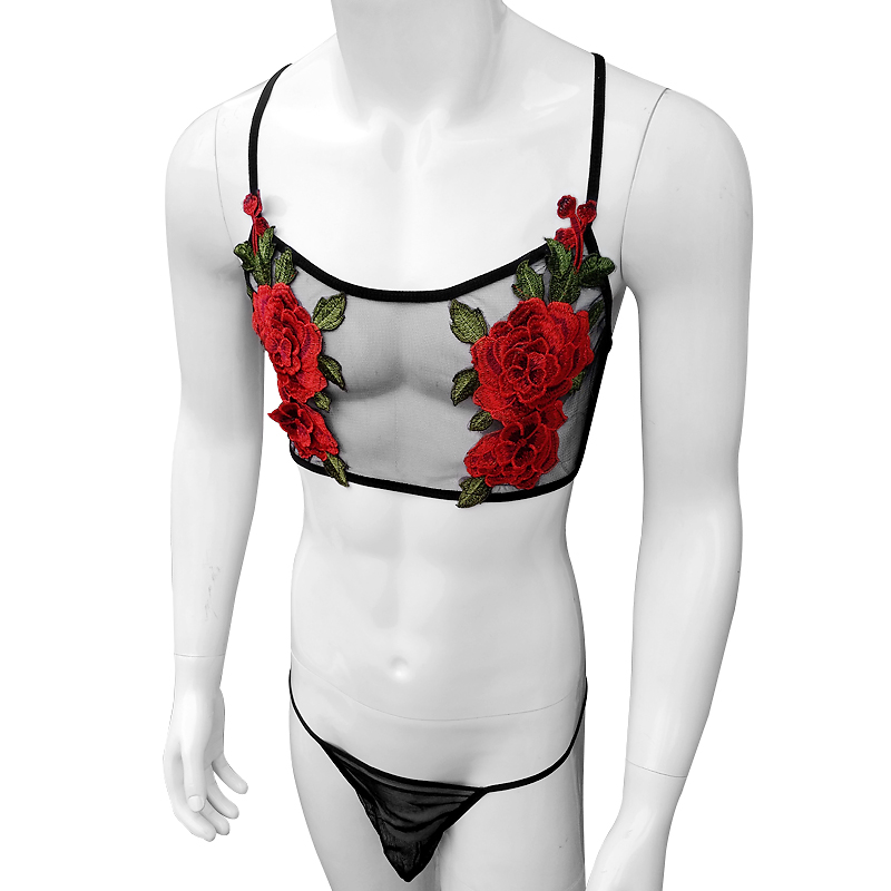 Sexy Embroidery Mens See Throu – обзор и цена Sheer Mesh Bra