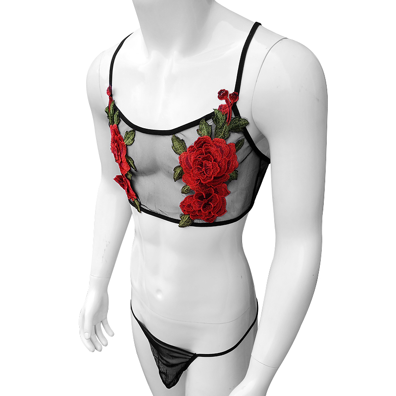 Sexy Embroidery Mens See Throu – обзор и цена Sheer Mesh Bra