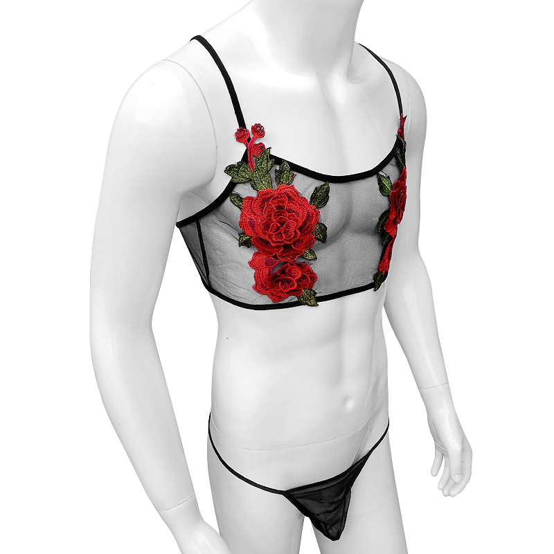 Sexy Embroidery Mens See Throu – обзор и цена Sheer Mesh Bra